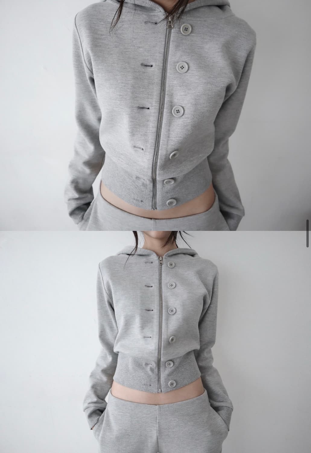 CLaddA button 2way zip-up, gray 상품이미지5