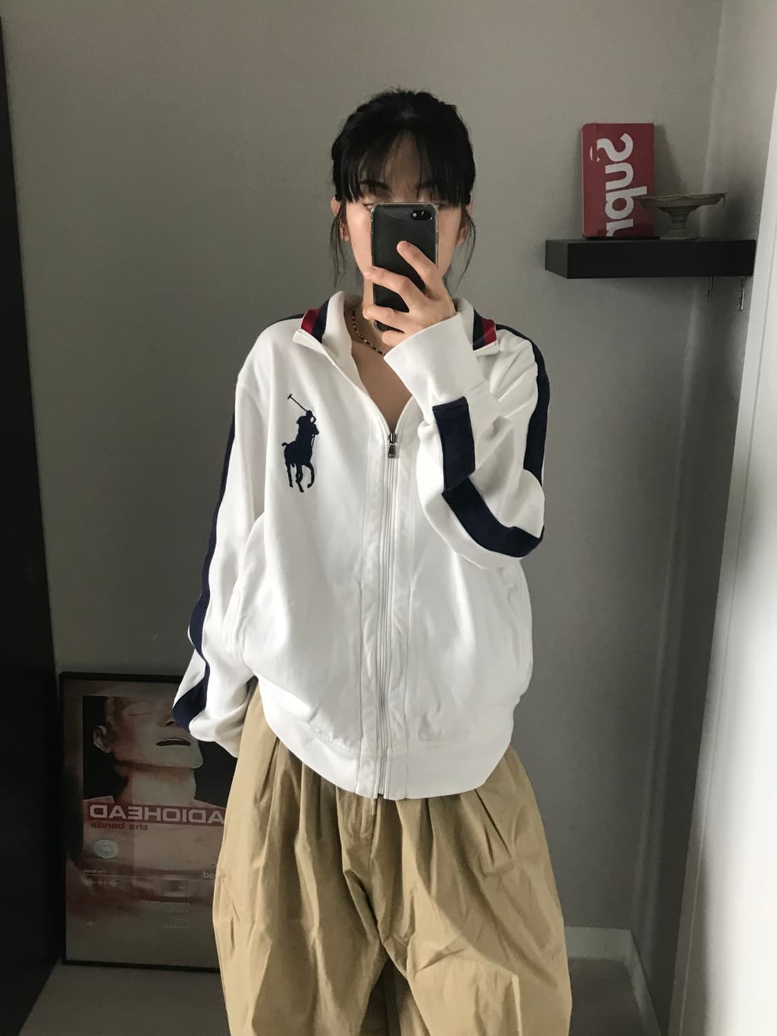 폴로 랄프로렌 빅 포니 로고 화이트 집업 상품이미지1