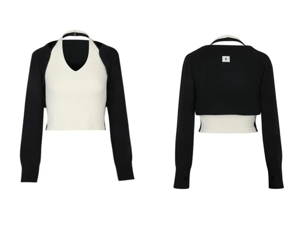 카리나 유즈 홀터 브이넥 니트 상품이미지2