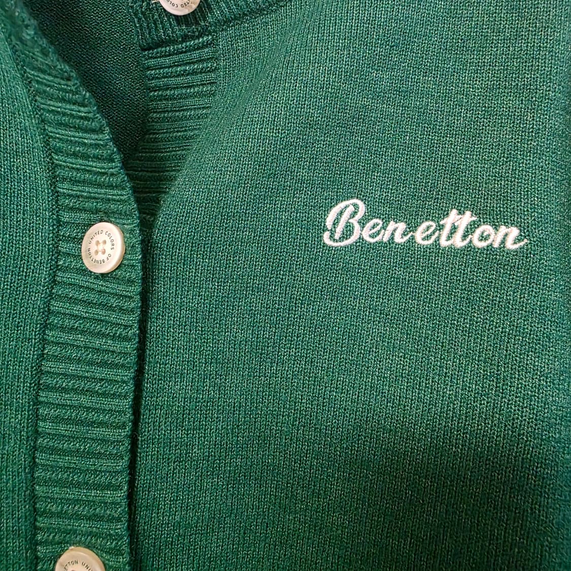 베네통 그린 라운드넥 가디건 M 상품이미지2