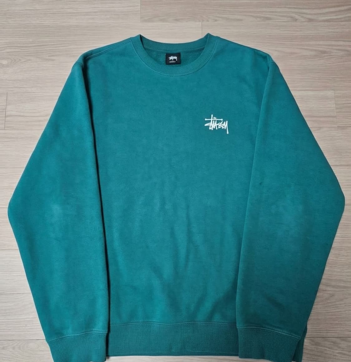 정품 스투시 베이직 로고 맨투맨 그린 XL 상품이미지1
