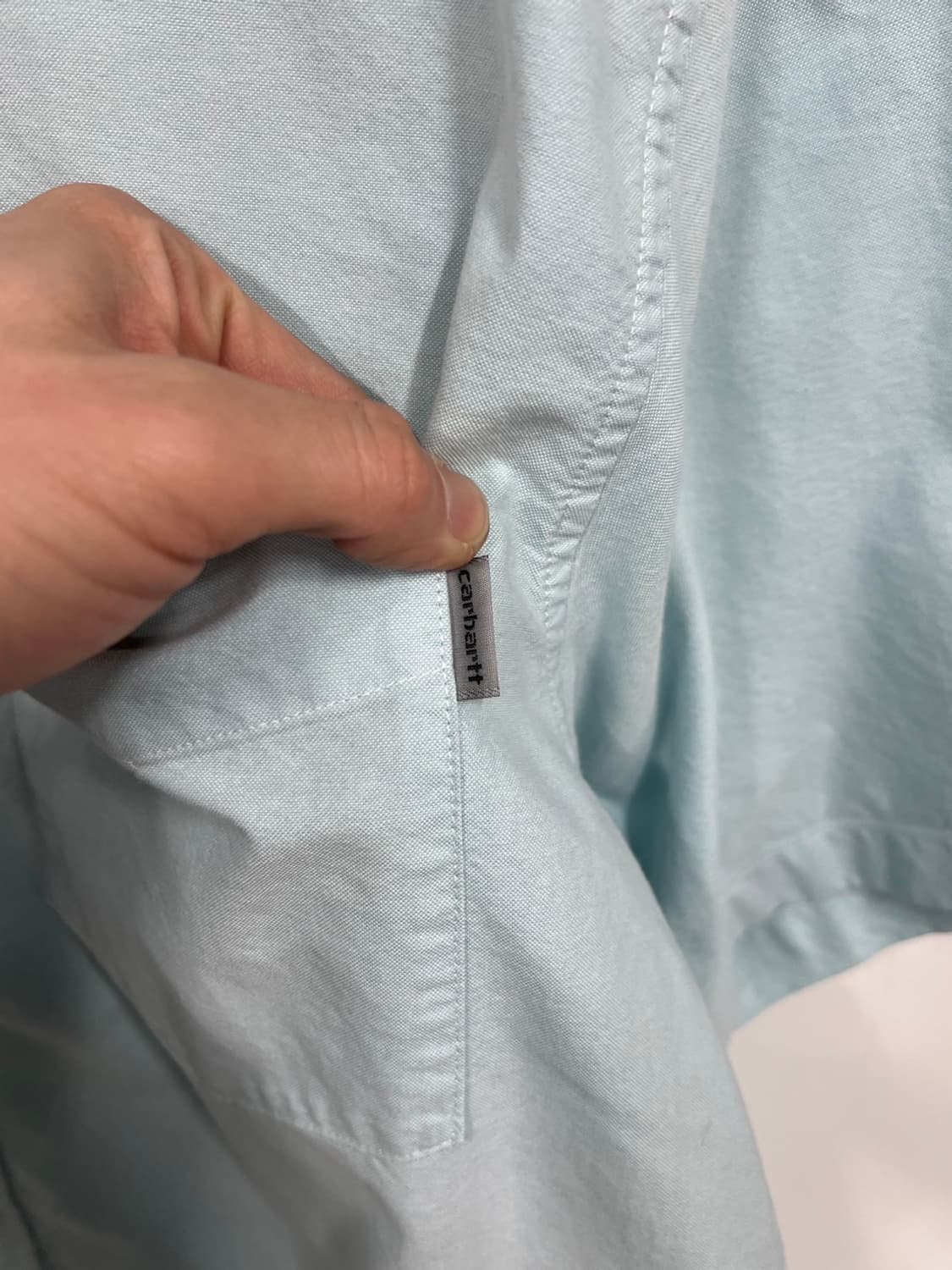 칼하트 WIP 카라넥 포켓 연하늘 반팔 티셔츠 상품이미지3