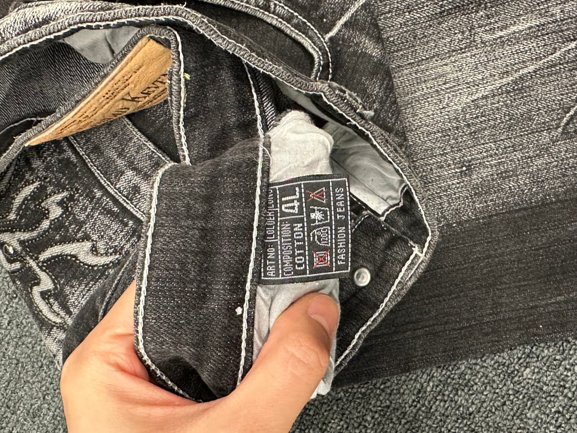 4L)Candid Keven 빈티지 포켓 드래곤 자수 흑청 힙합팬츠 상품이미지7