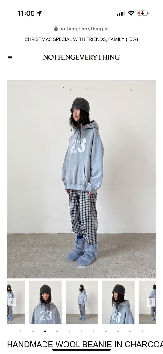 낫띵 에브리띵 핸드메이드 울 비니 차콜 상품이미지2