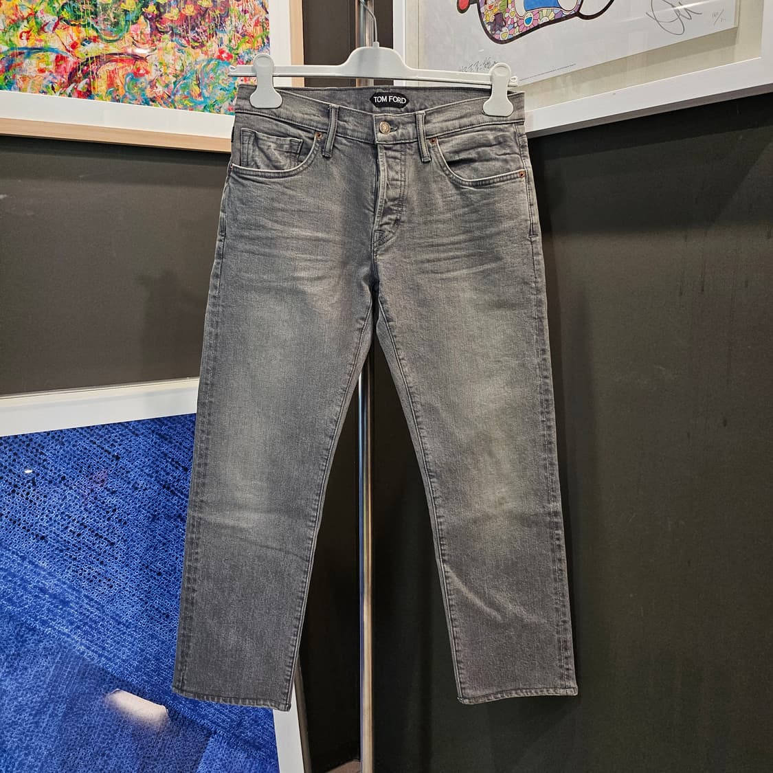 톰포드 스트레이트 핏 스웨이드 패치 데님 팬츠 상품이미지1