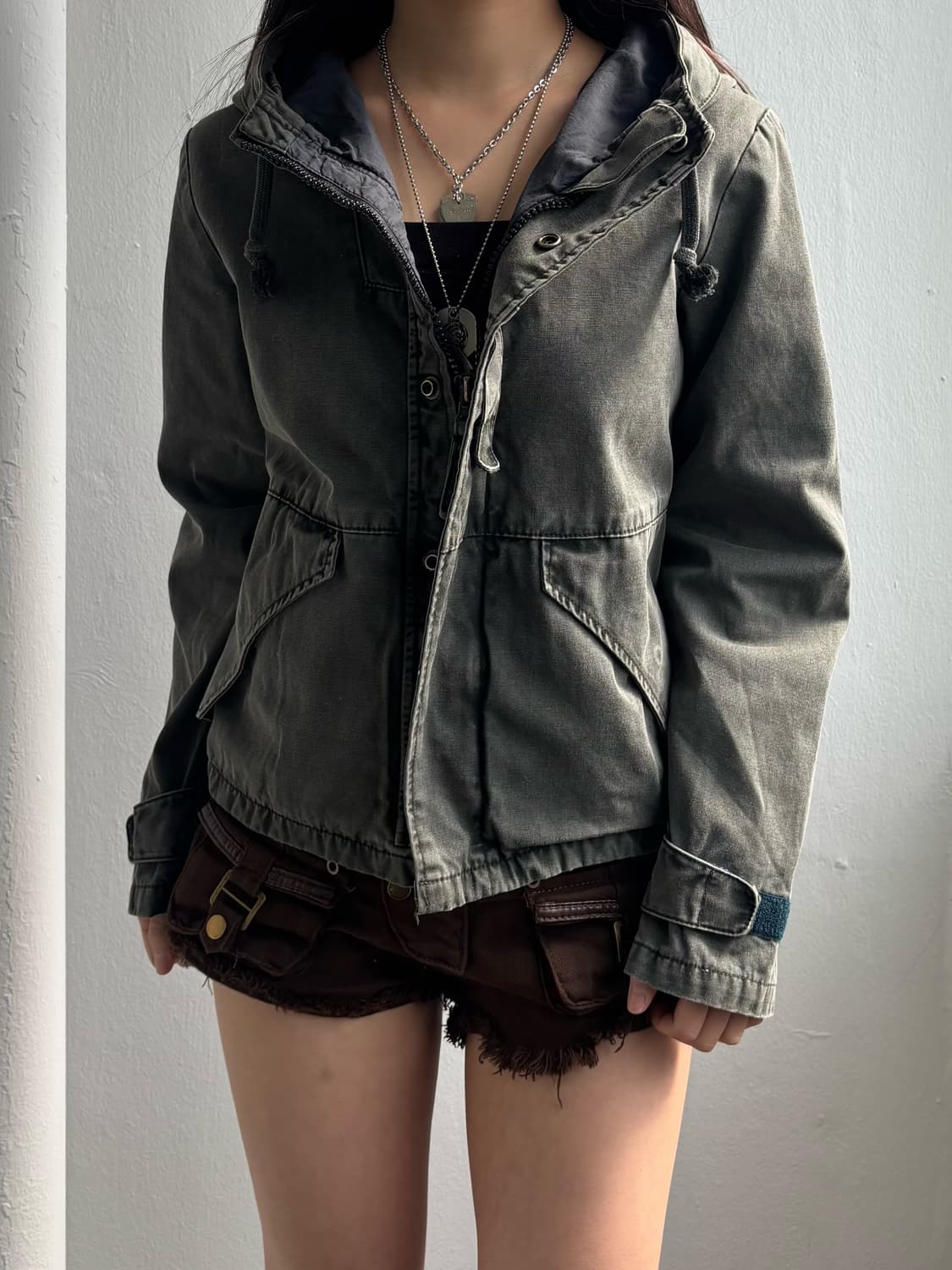 Vintage Khaki Hood Jacket 상품이미지3