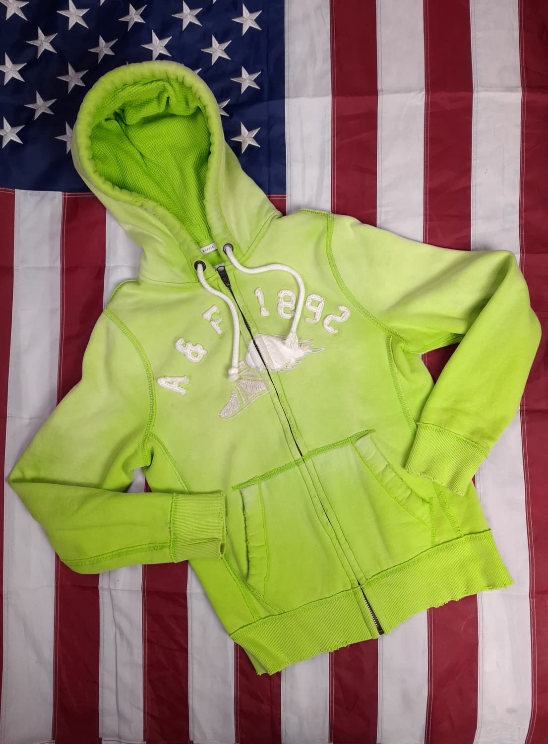 오리지날 아베크롬비 형광 그린 데미지 후드 상품이미지1