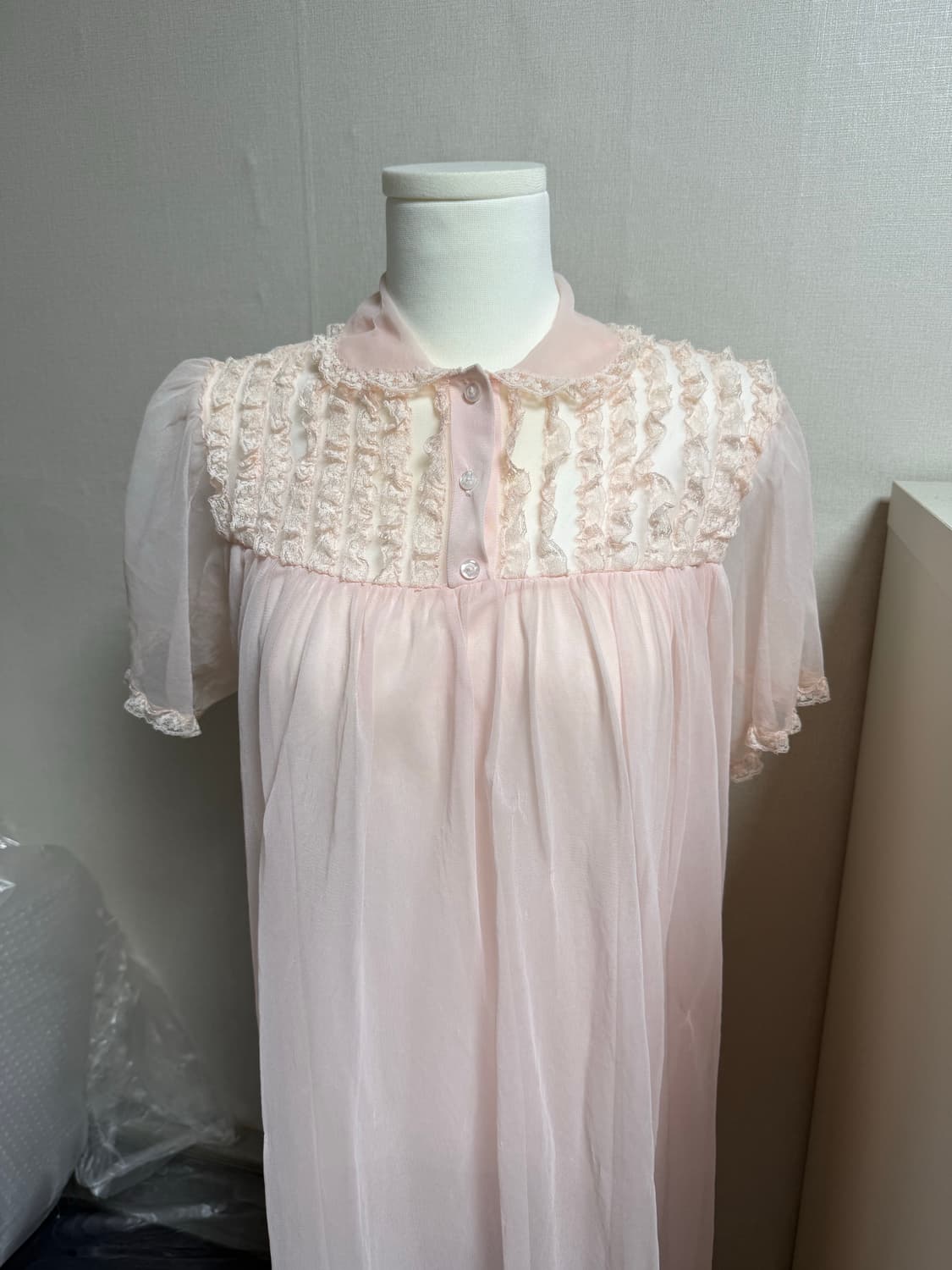 엔느빈티지 몬니 레이스 핑크 원피스 파자마 홈웨어 상품이미지2