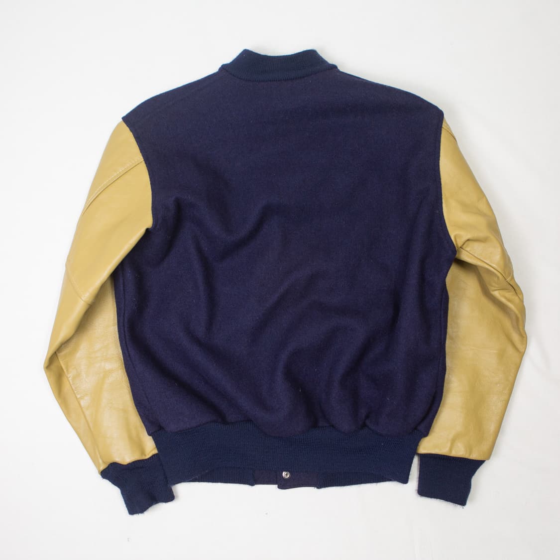 90s 레더암 패치워크 바시티 자켓 네이비 상품이미지7