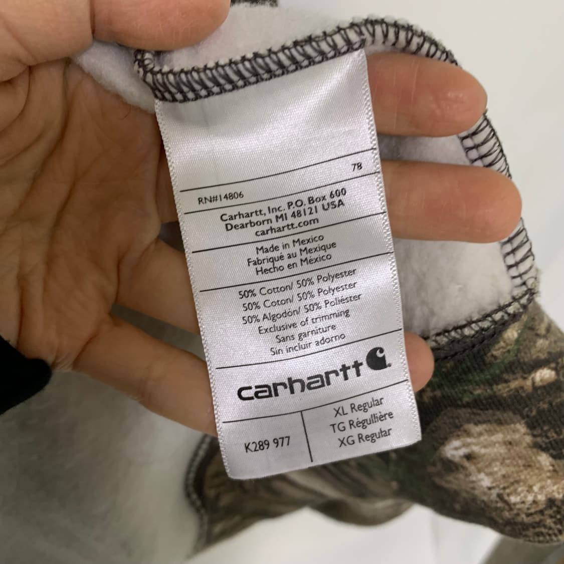 칼하트 리얼트리 후드집업 남성 XL 오버핏 그런지 패턴 밀리터리st 상품이미지6