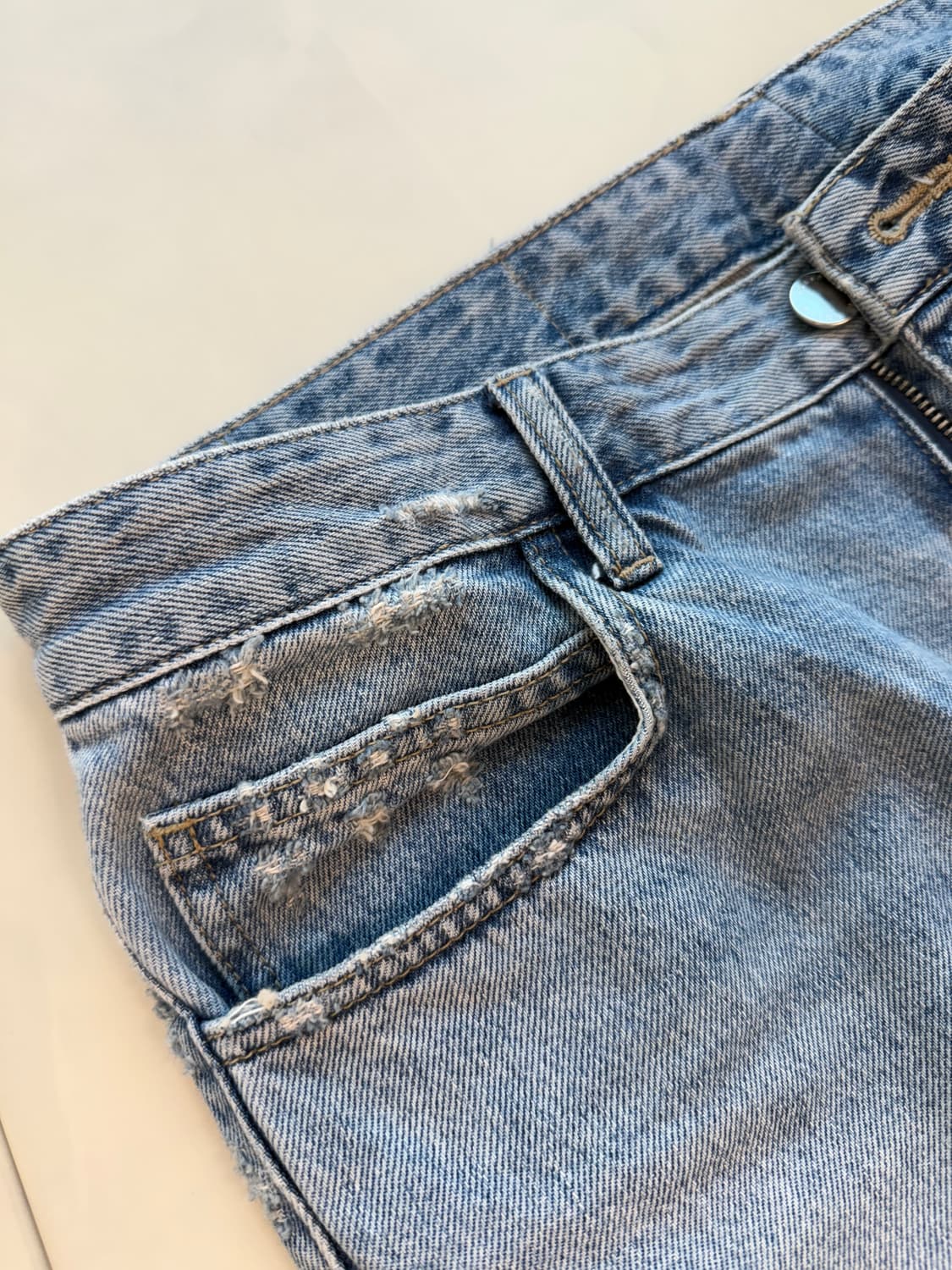 솔리드옴므 워싱 연청 데님 팬츠 50(33-34) 상품이미지3