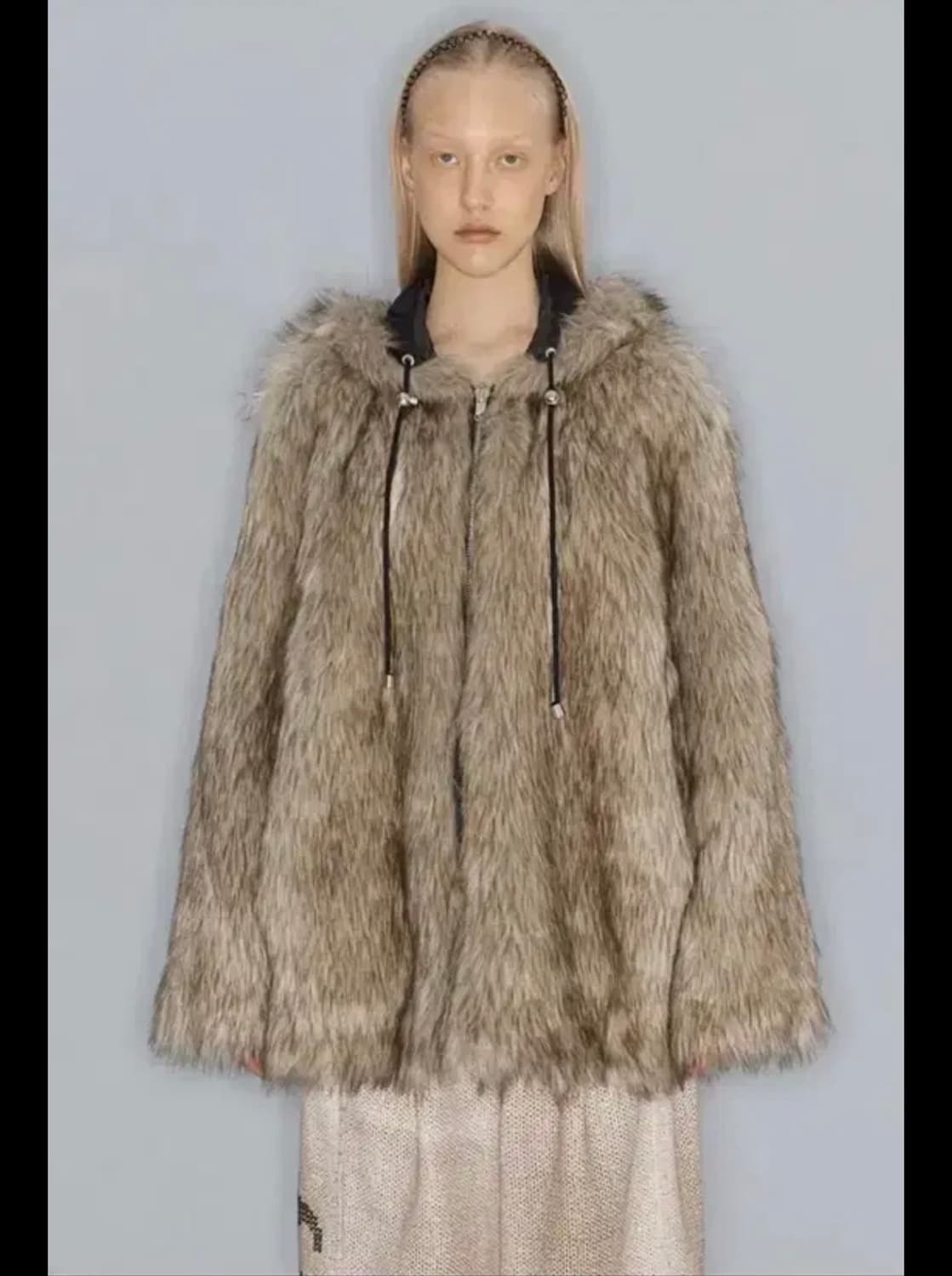 (새상품) openyy 오픈와이와이 리버시블 폭스 퍼 후드 자켓 베이지s 상품이미지1