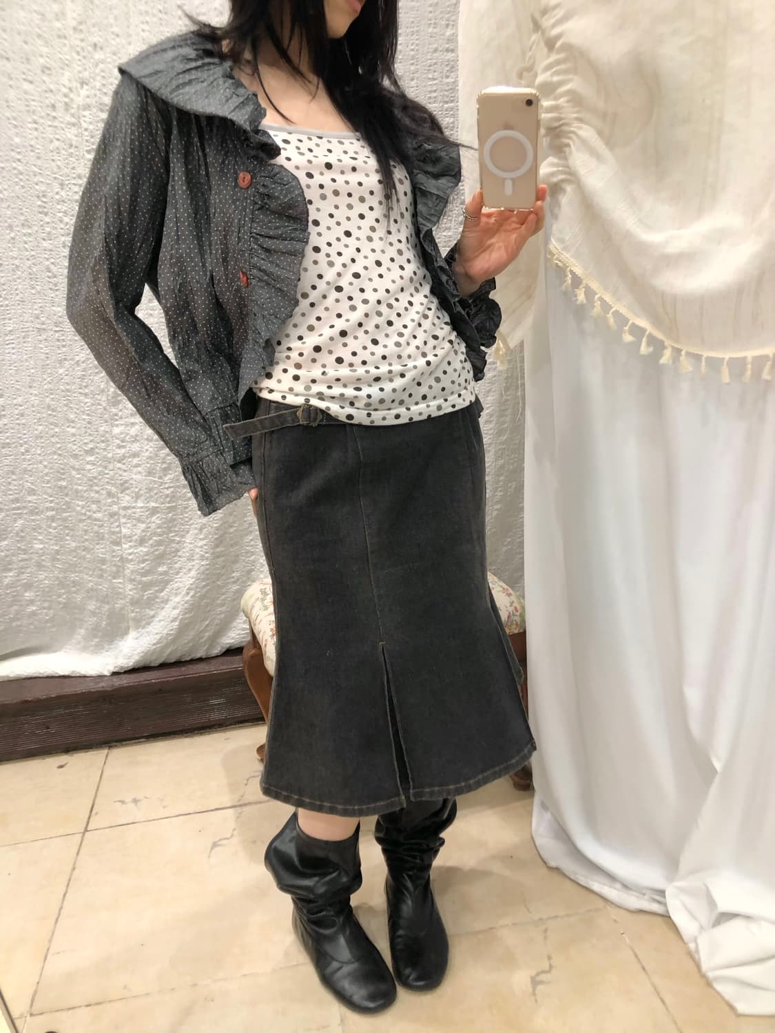 Dot ruffle summer jacket 상품이미지2