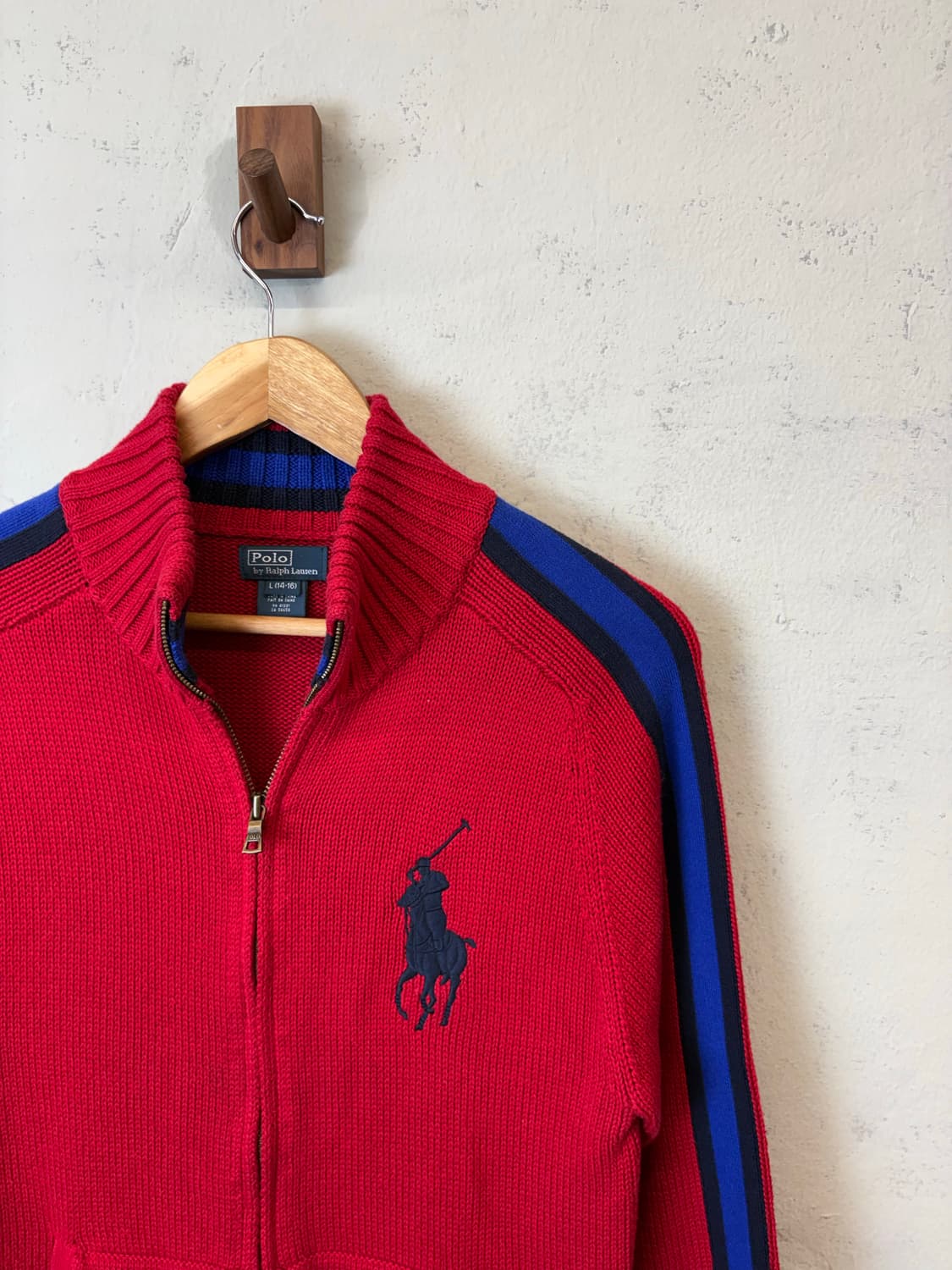폴로랄프로렌 치프키프 빅포니 보이즈 니트 집업 레드 상품이미지2
