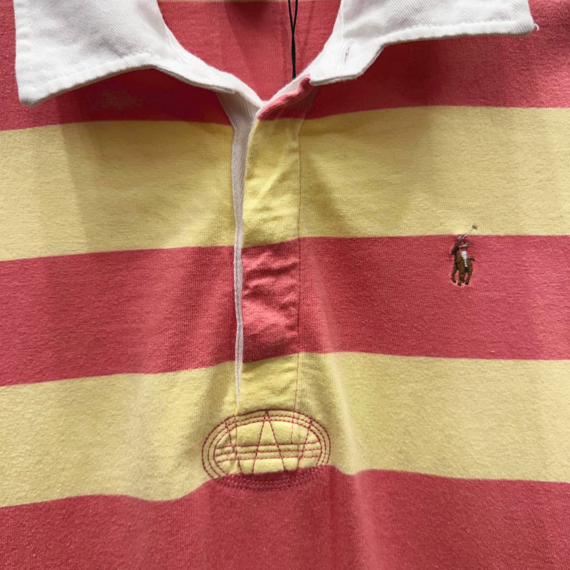 랄프로렌 스트라이프 카라 프릴 미니 원피스 슬림핏 옐로우 핑크 상품이미지6