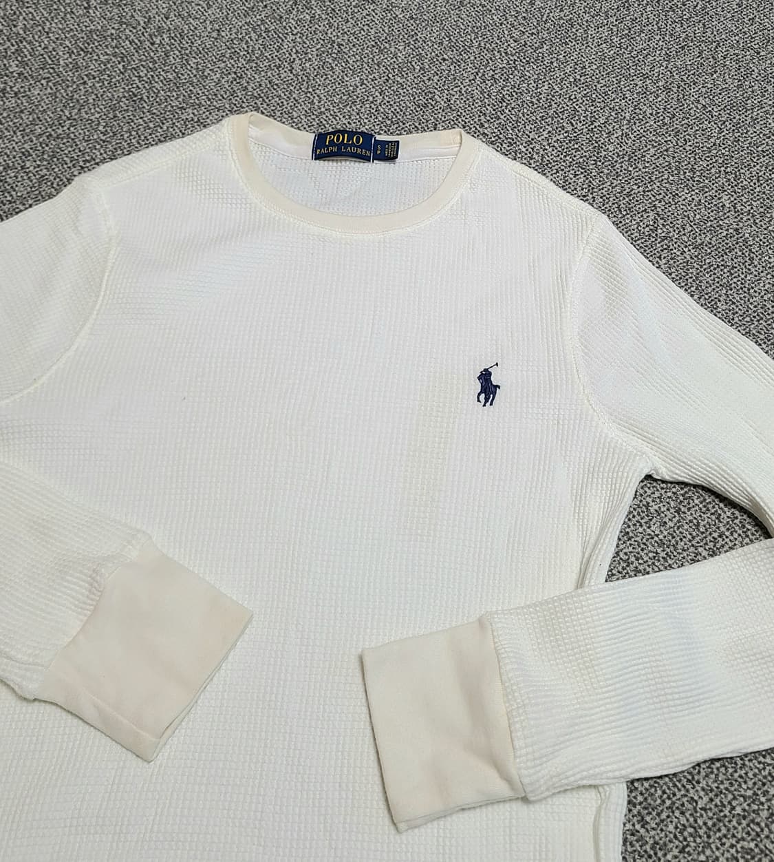 폴로 랄프로렌  딱붙핏  와플  긴팔티S 흰색 80 상품이미지3