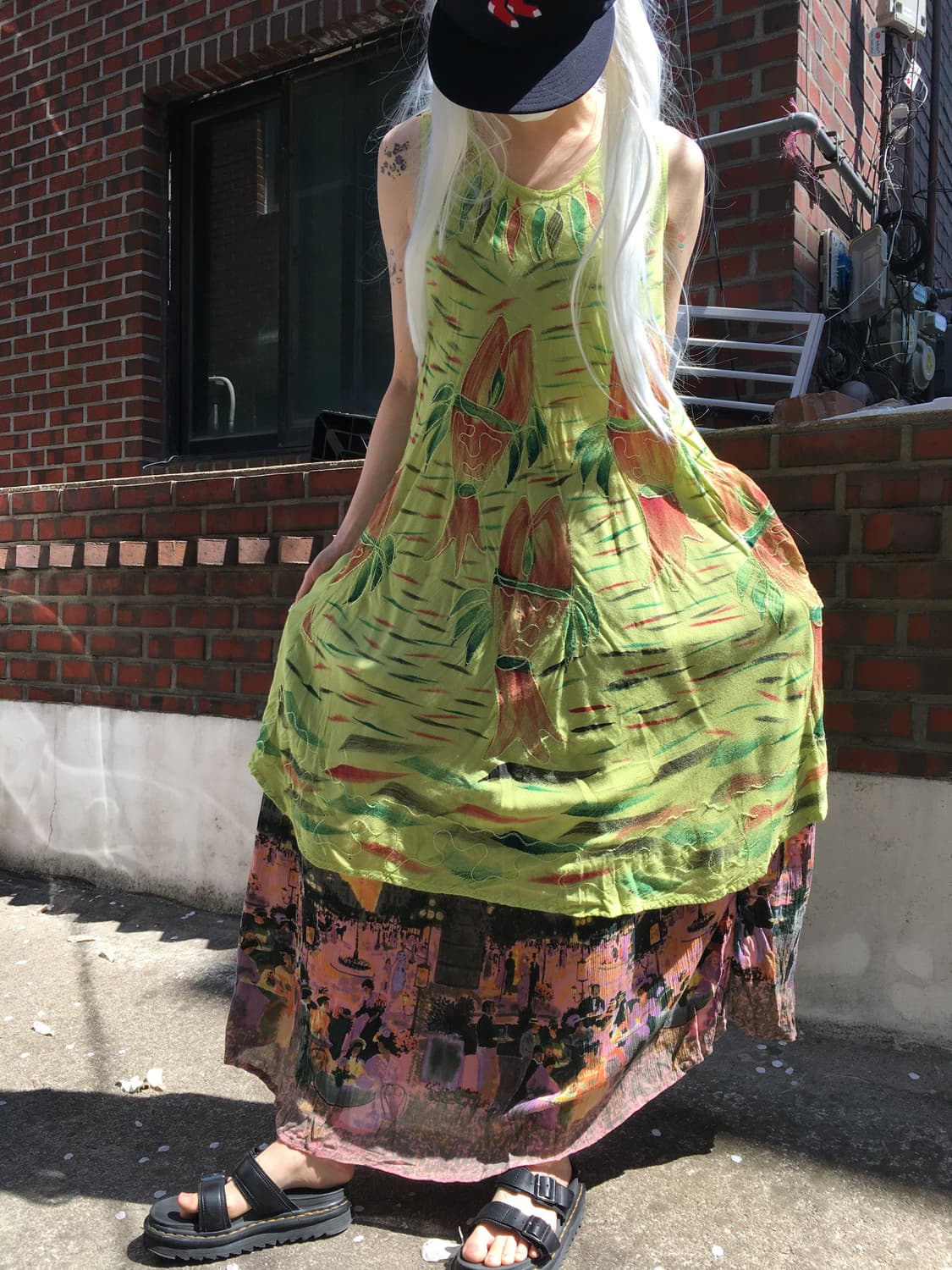 애시드 그린 텍스처 원피스 상품이미지4