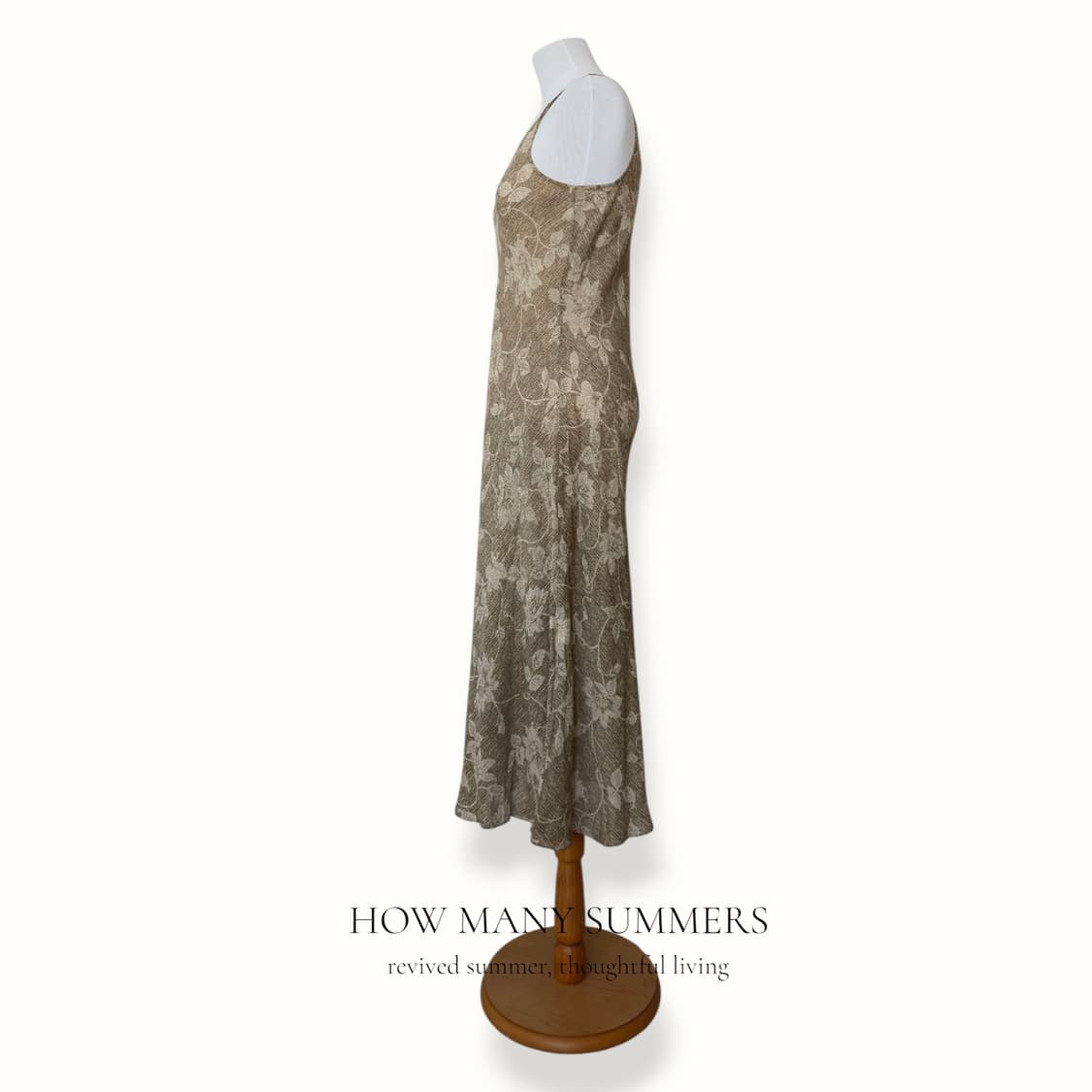 트리아세테이트 슬립 롱 원피스 브라운 플라워 상품이미지3