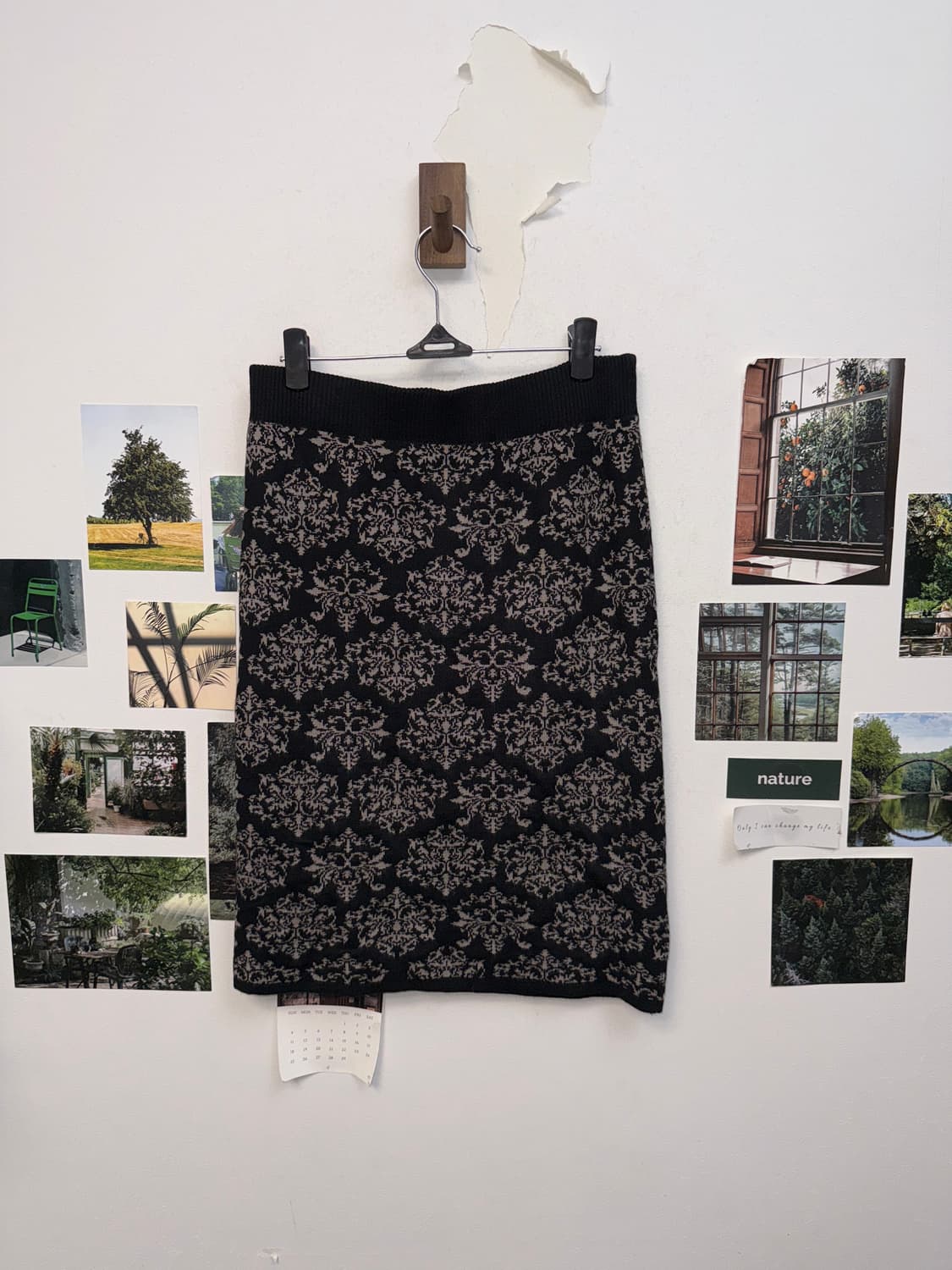 Black oriental pattern knit skirt 상품이미지1