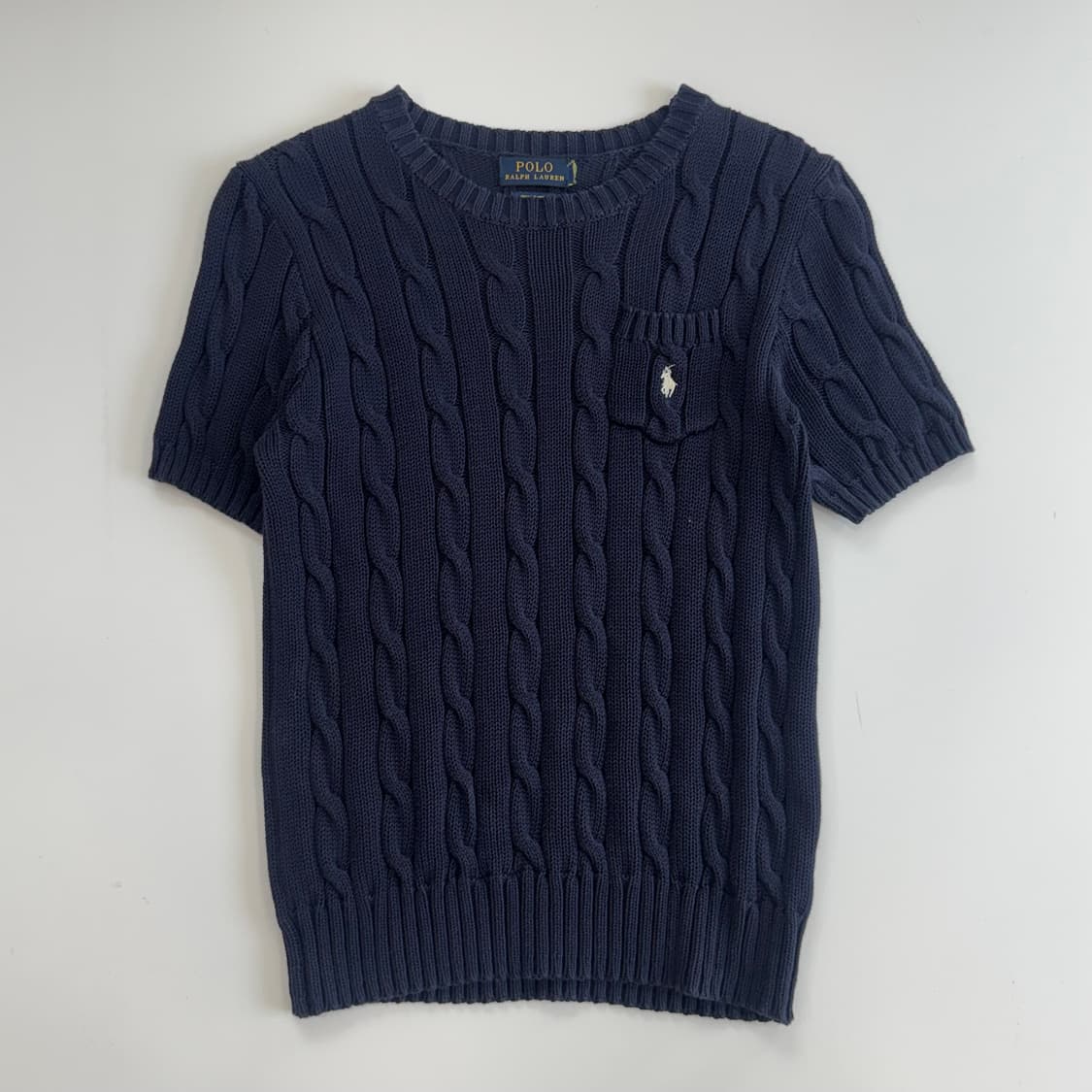 Polo 폴로 화이트 포니 포켓 케이블 반팔 니트 상품이미지3