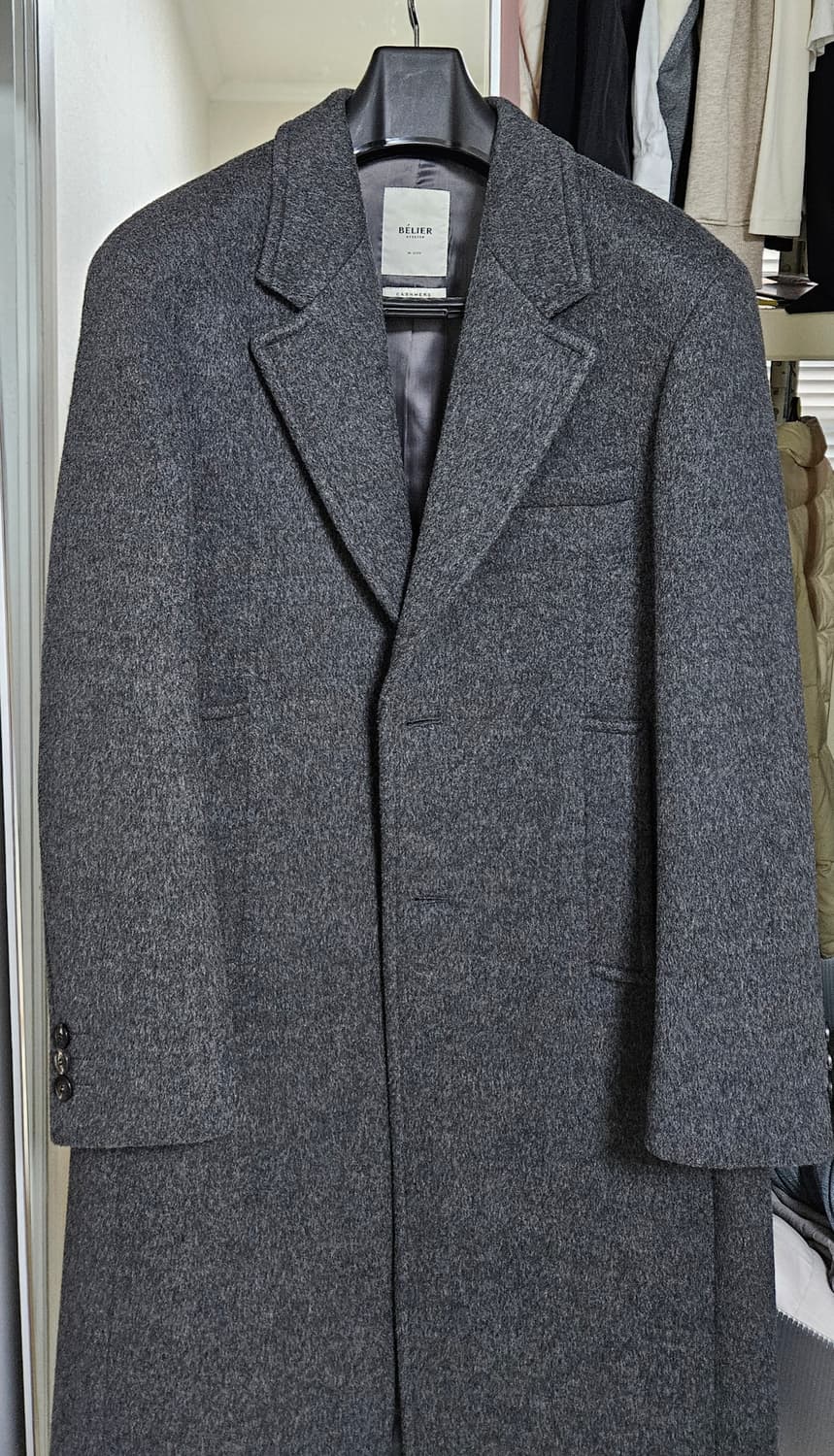 벨리에 버티컬 싱글 캐시미어코트 차콜 M 상품이미지1