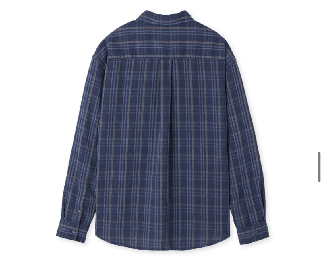 르아브 다이드 스트라이프 체크 셔츠 블루 L 새상품 상품이미지4