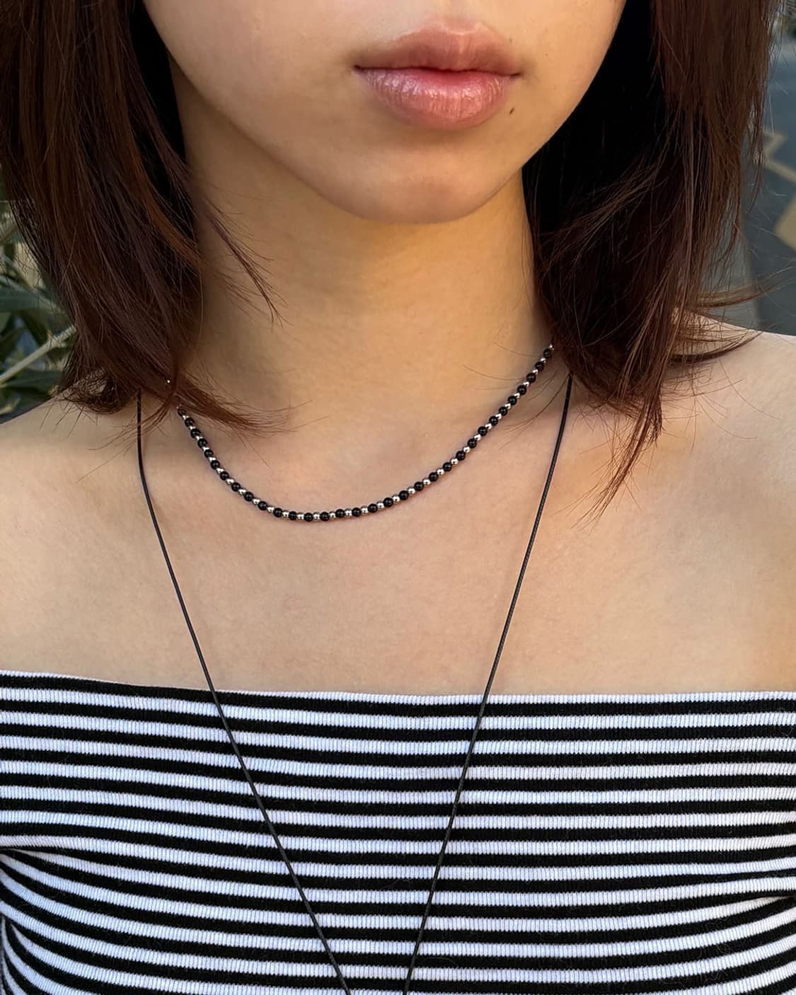 스톤 스틸 목걸니 ( 오닉스 ) 상품이미지1