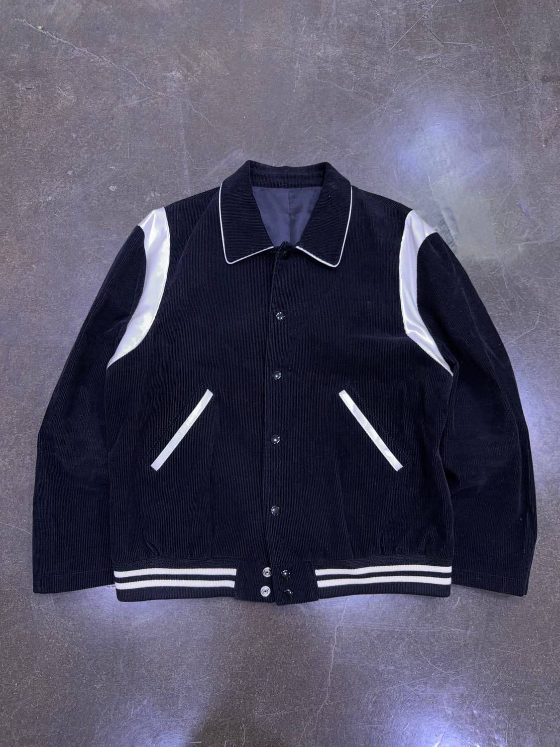 블랙 코듀로이 새틴 배색 블루종 자켓 상품이미지1