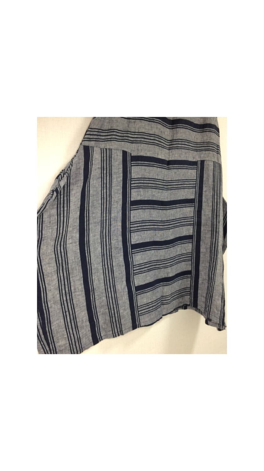 빈티지 그레이 블루 스트라이프 하이넥 원피스 상품이미지4