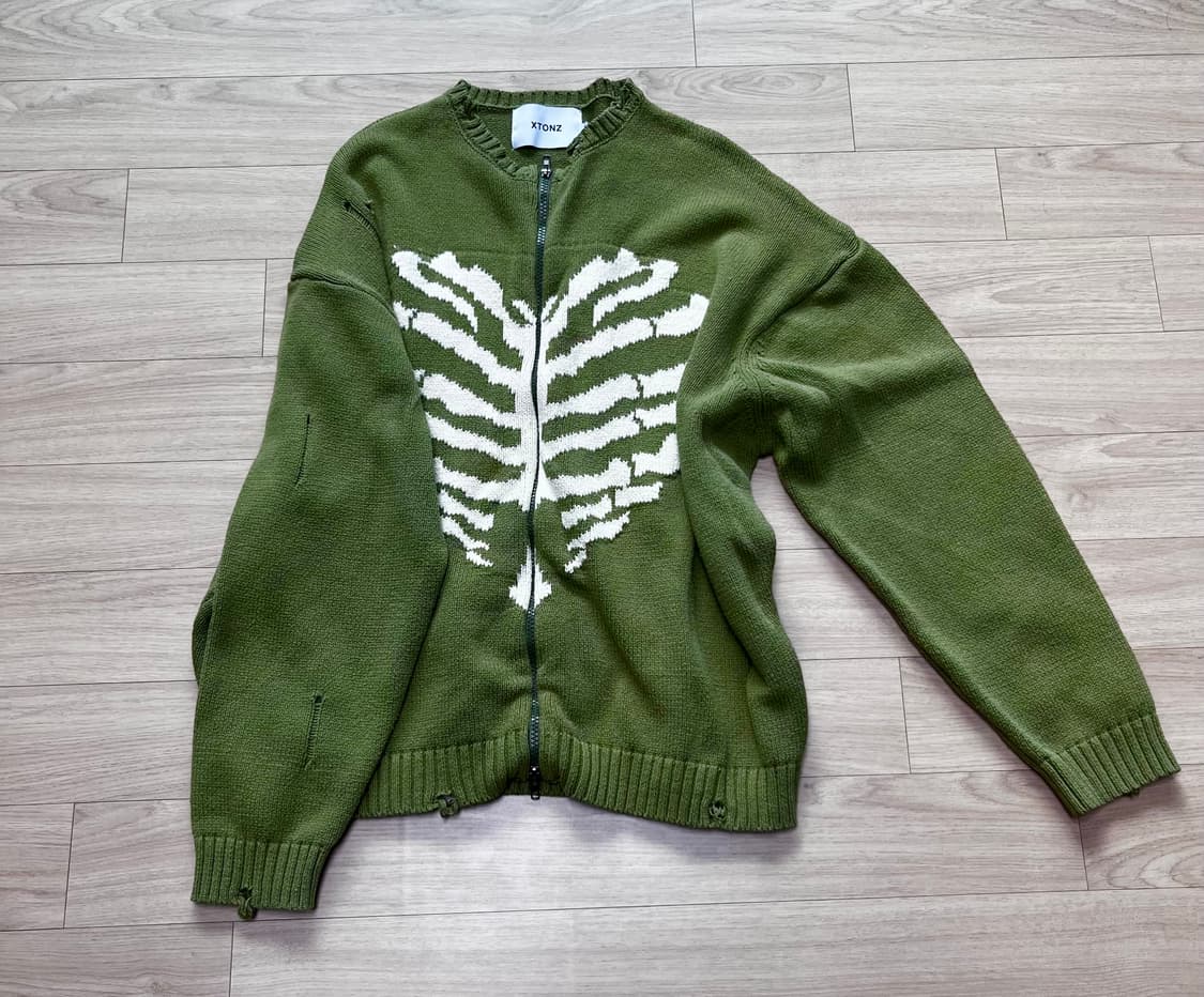 엑스톤즈 XTK037 보운 니트 집업 (KHAKI) 상품이미지1