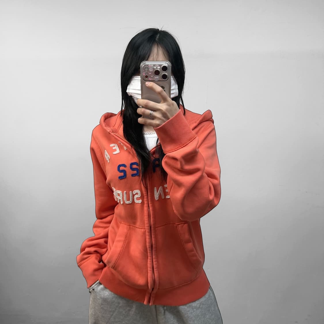 홀리스터 아치 로고 후드집업 오렌지 상품이미지1