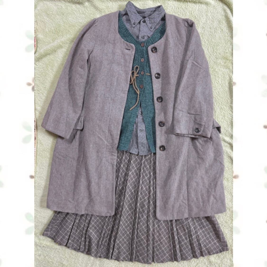 일본빈티지 모리걸 니트 코디세트 (체크 스커트 + 사만사모스모스 코트 상품이미지7