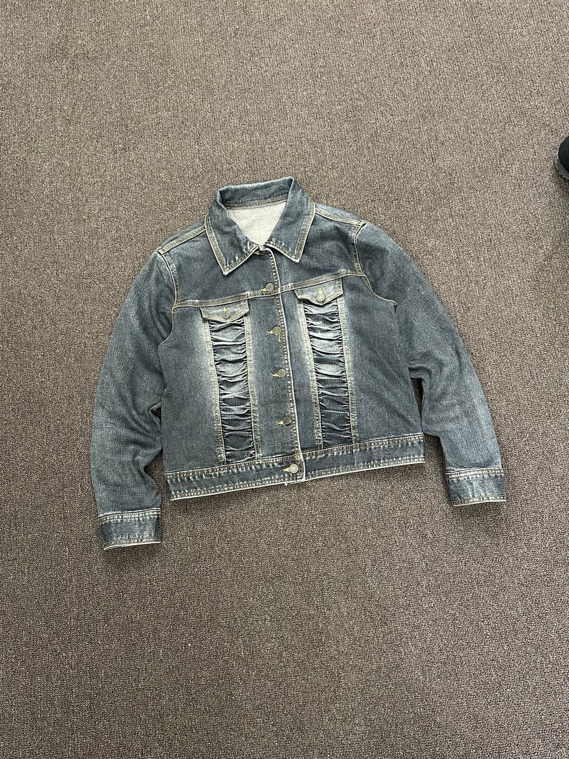 40)Japanese vintage 여성 워싱 러플 데님 자켓 상품이미지2