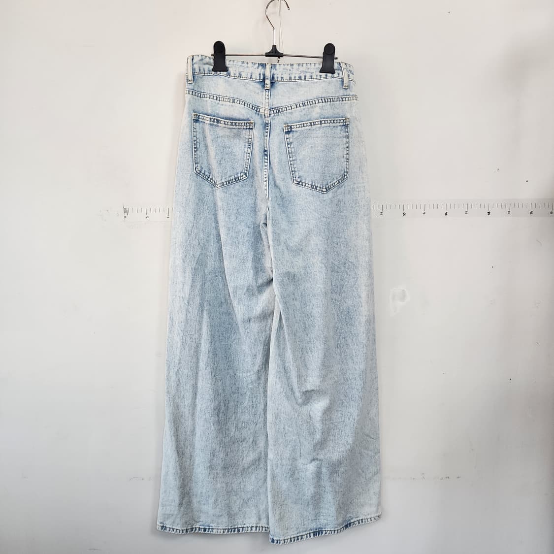 SHEIN 체리 자수 워싱 데님 와이드 팬츠 상품이미지3