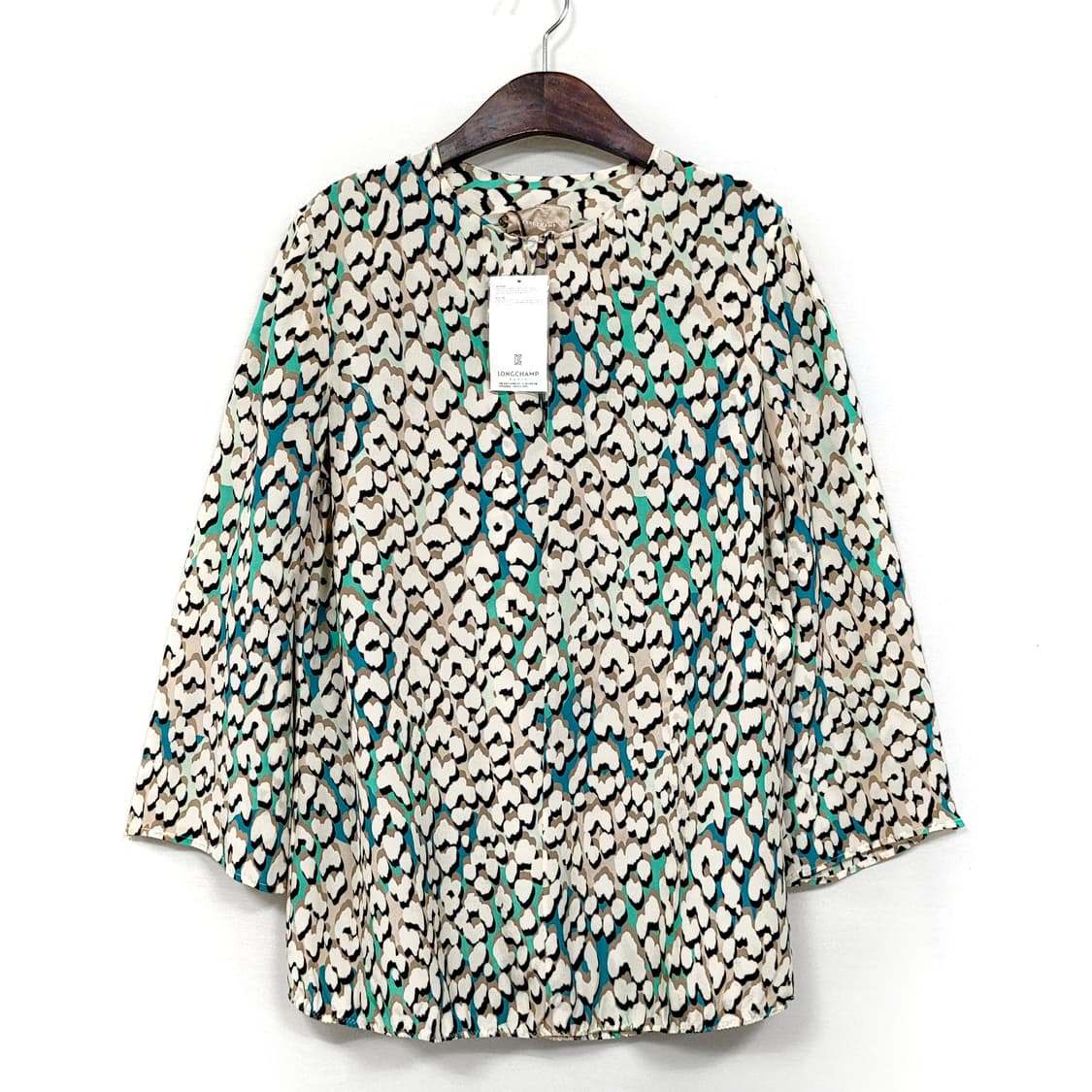 롱샴 실크 블라우스 라군색 상품이미지1