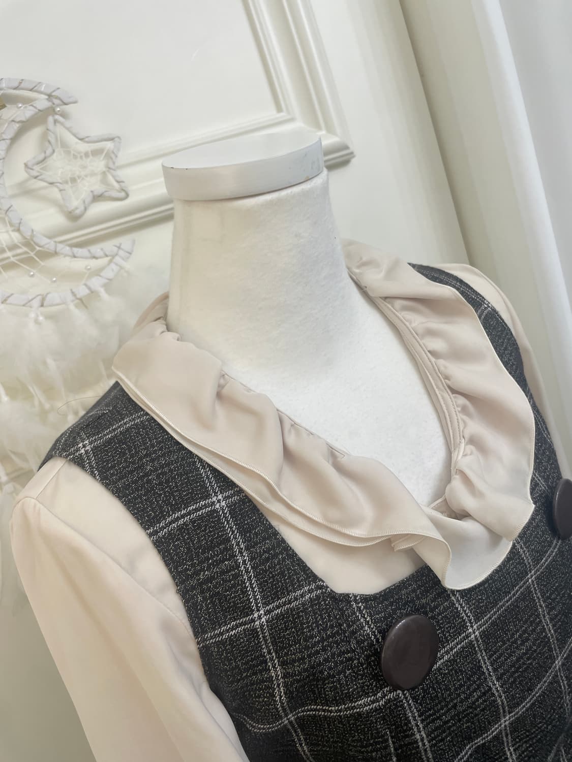 brown back bow check mini opc&cool beige 상품이미지7