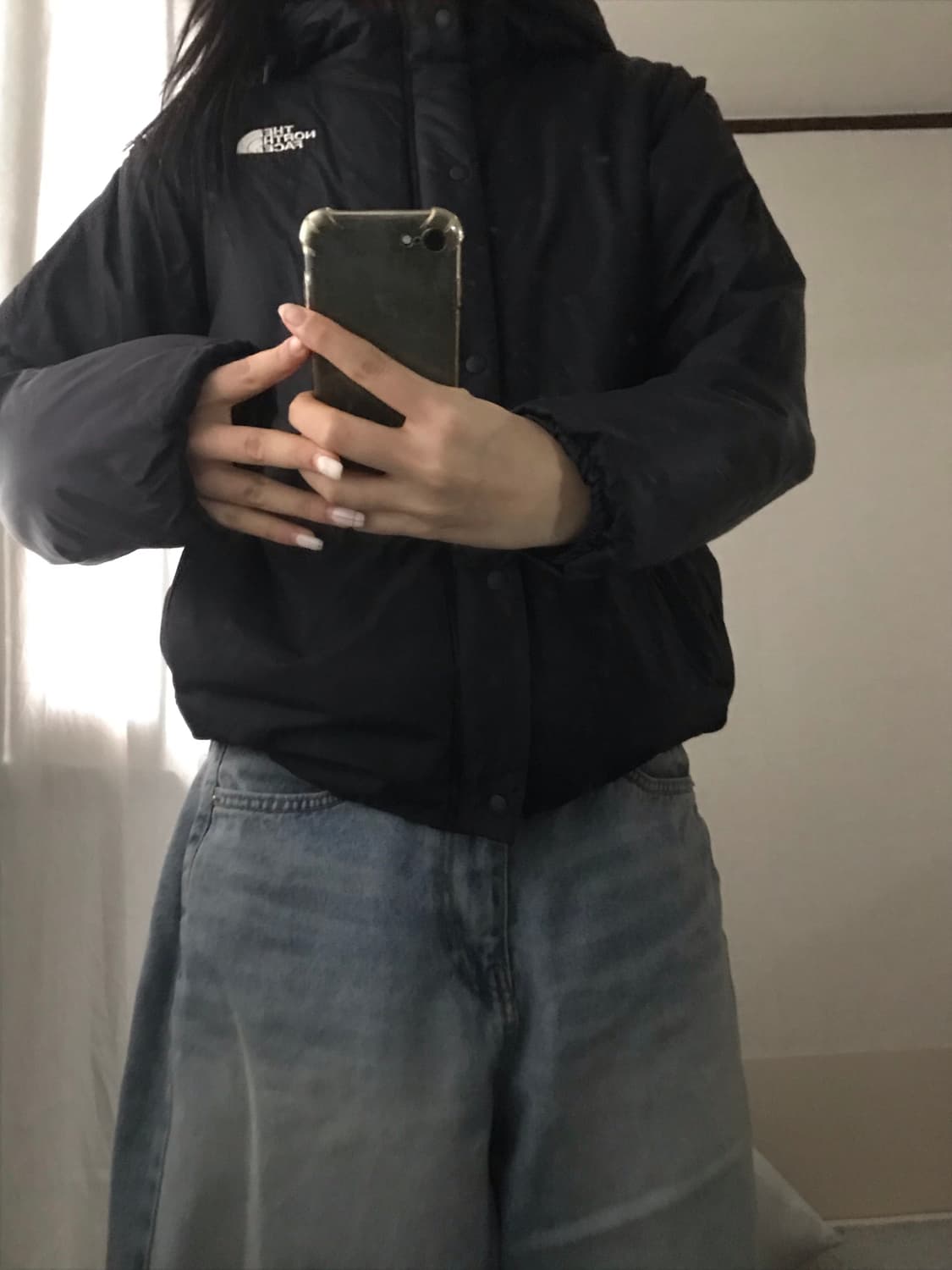 노페 블랙 후드 패딩 상품이미지2