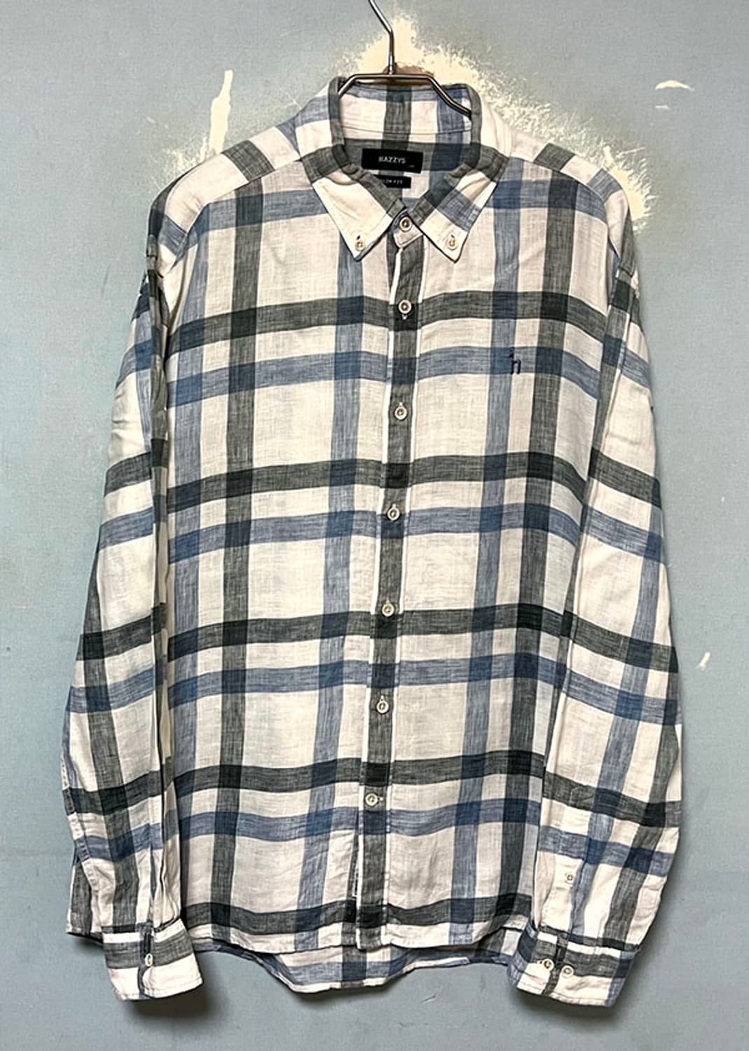 HAZZYS 헤지스 남자 린넨셔츠 체크 캐주얼 춘하 XXL 105-110 상품이미지1