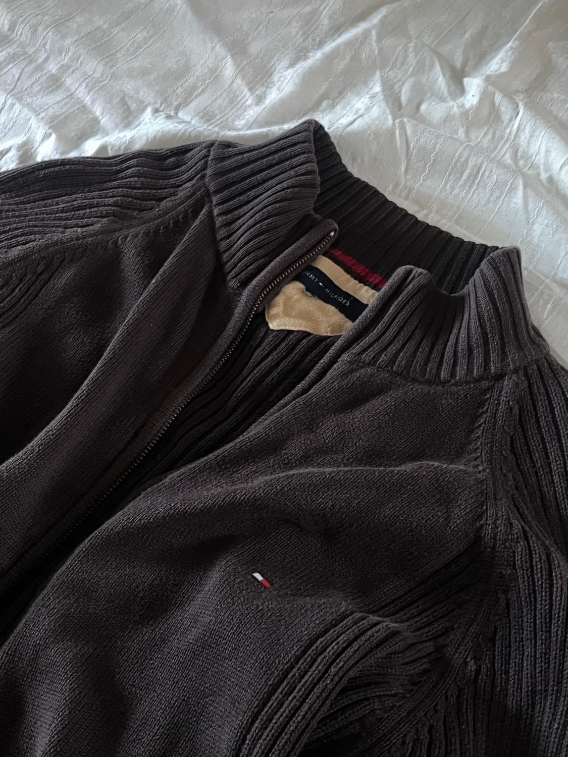 Tommy Hilfiger brown knit zip up 상품이미지2