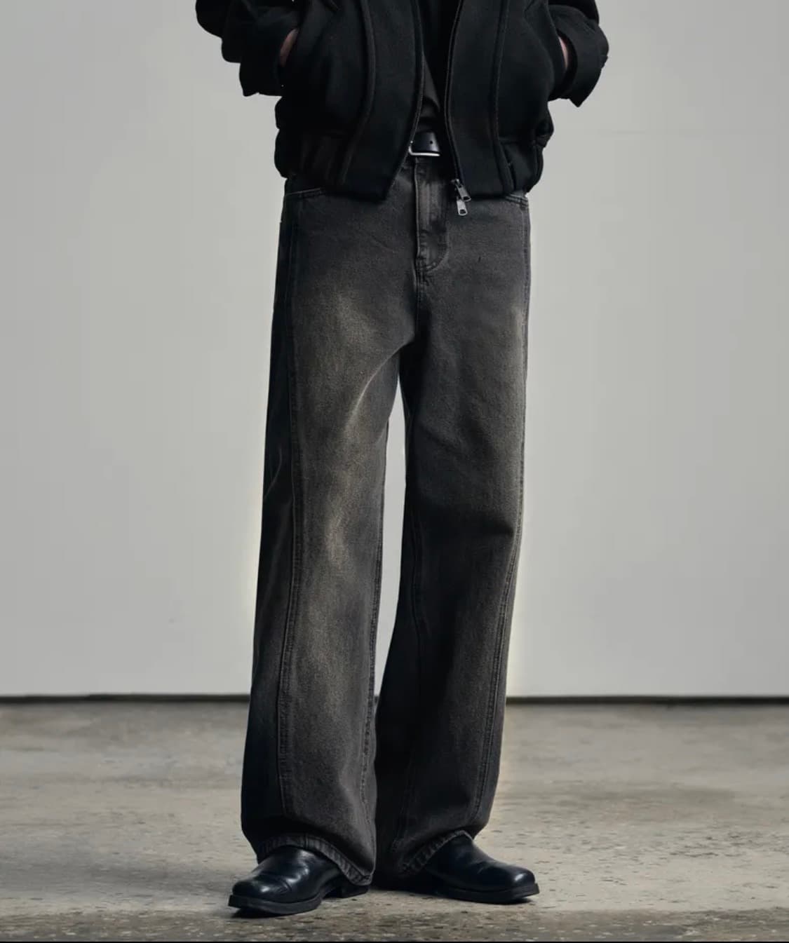 웨이비 커브드 와이드 데님 팬츠 [새상품] 상품이미지1