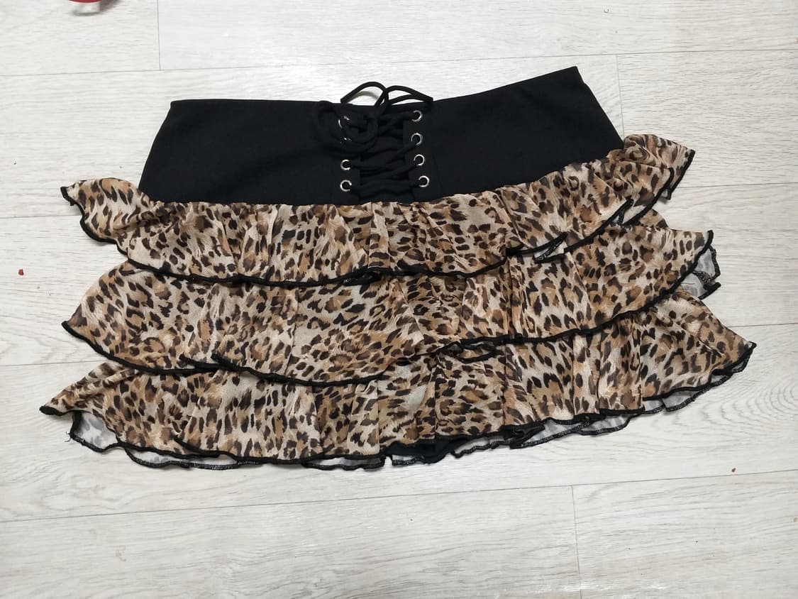 빈티지 호피 레오파드 캉캉스커트 히메라떼오네갸루치마 그런지페어리 상품이미지1