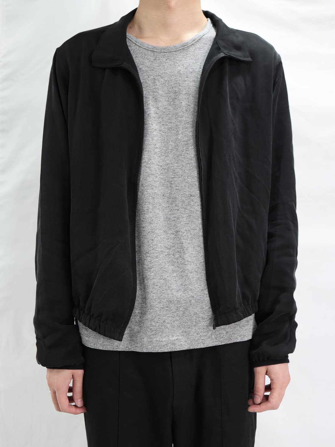 LES / Tailored cupra zip-up (black)판매 상품이미지1