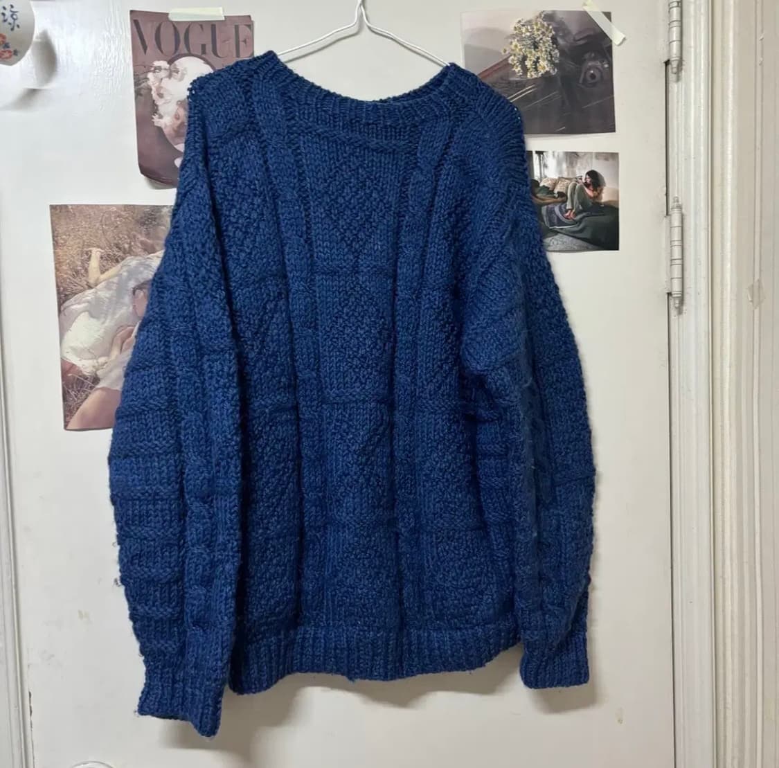 빈티지 블루 컬러 헤비울 짜임니트 상품이미지1