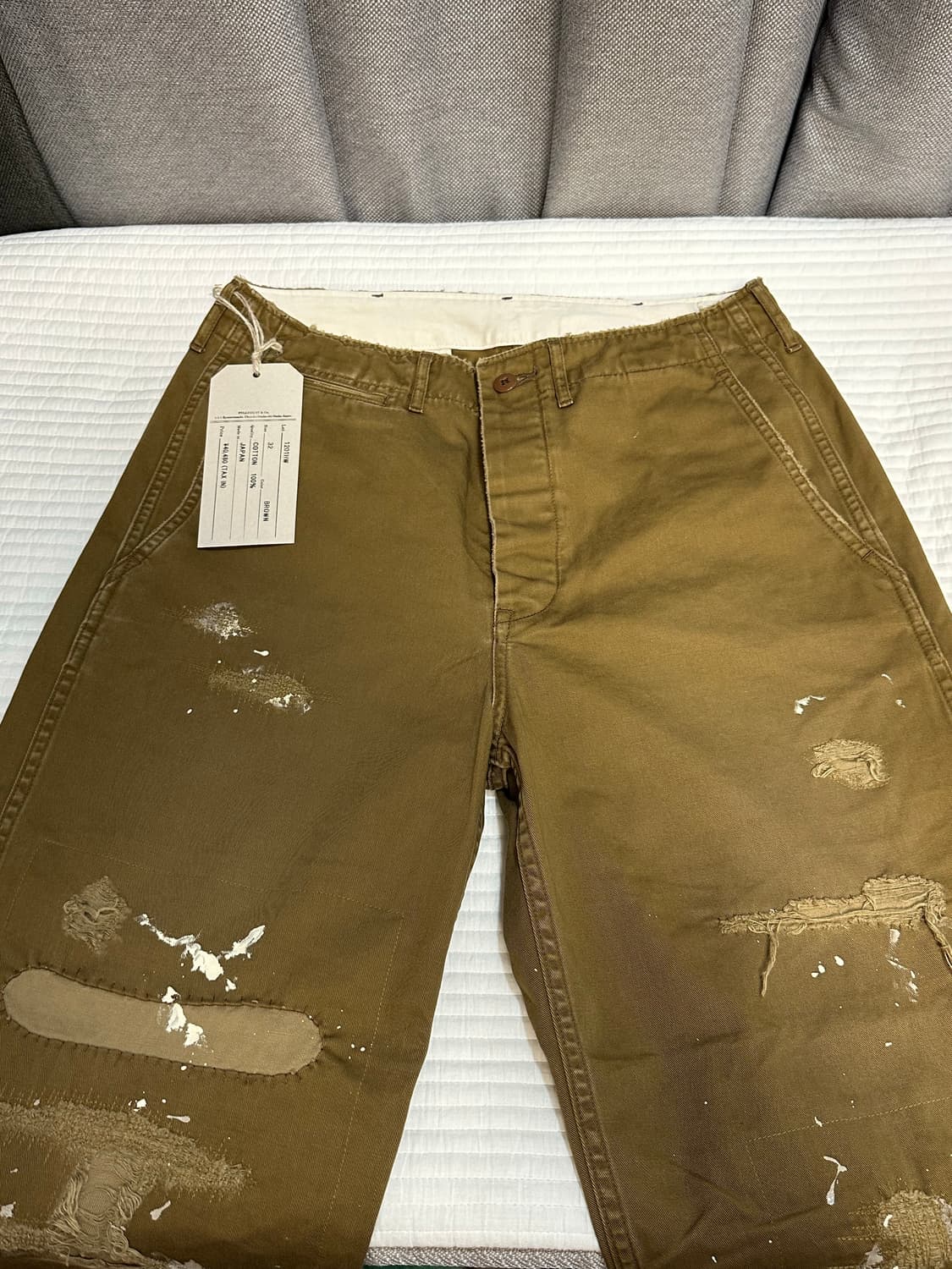 풀카운트 us army 41 치노 팬츠 데미지 버전 32사이즈 브라운  상품이미지1