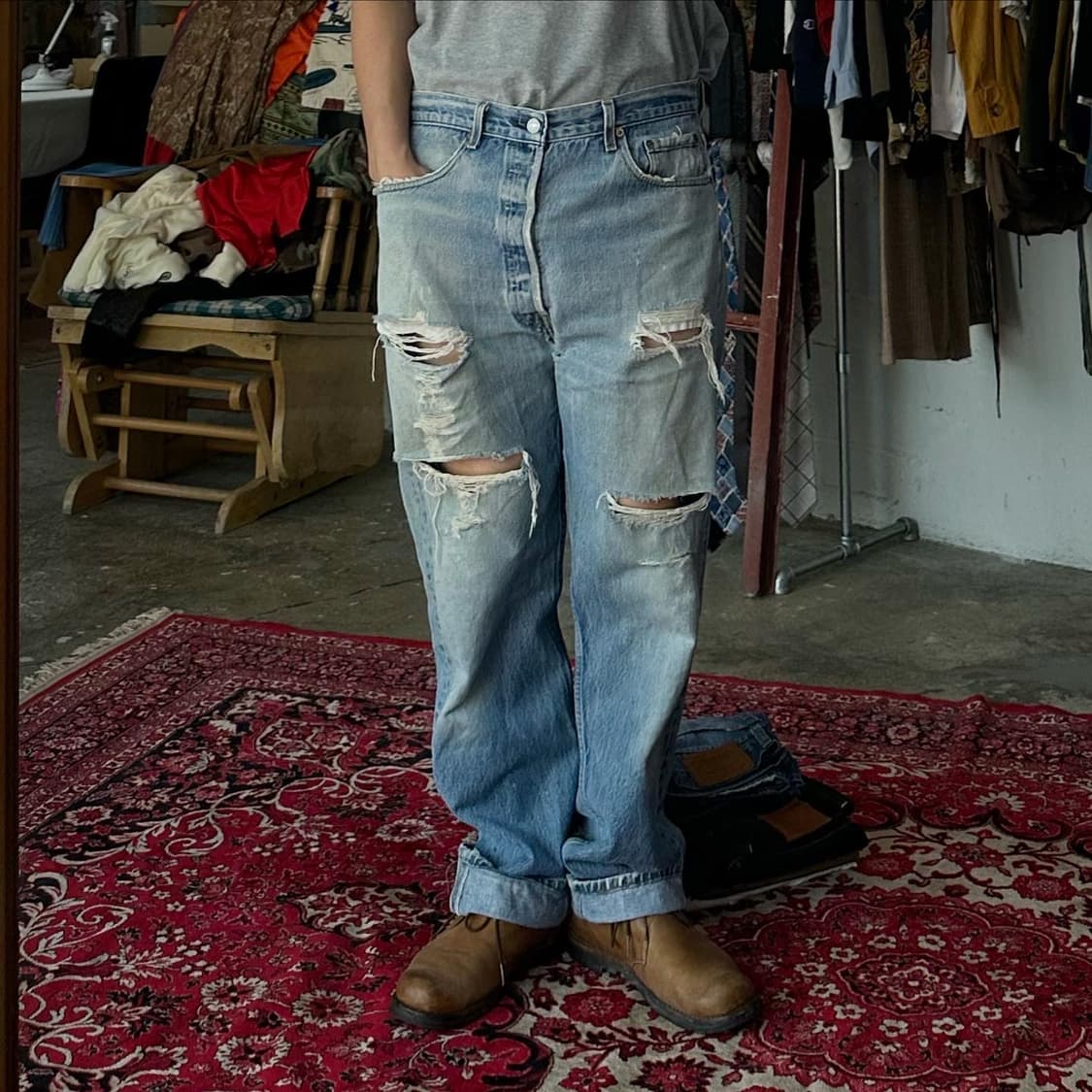 (착용컷) 90‘s 리바이스 501xx (34-35) 상품이미지3