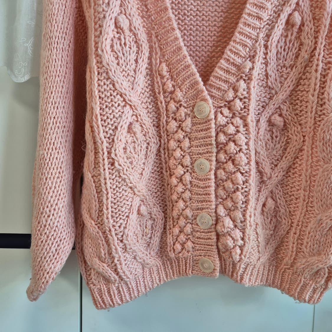 핑크 꽈배기 니트 가디건 상품이미지3