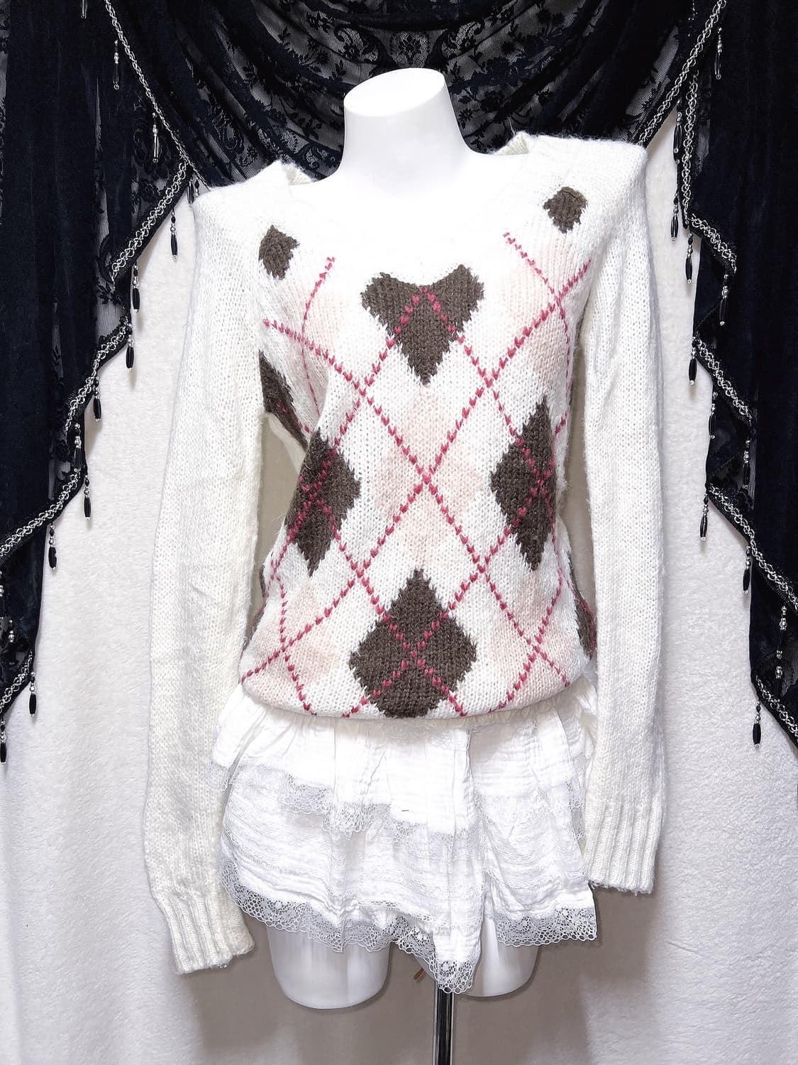 로맨틱갸루 로걀 화이트 레이스 프릴캉캉 스커트 큐롯 달천 페어리 핀터 상품이미지3