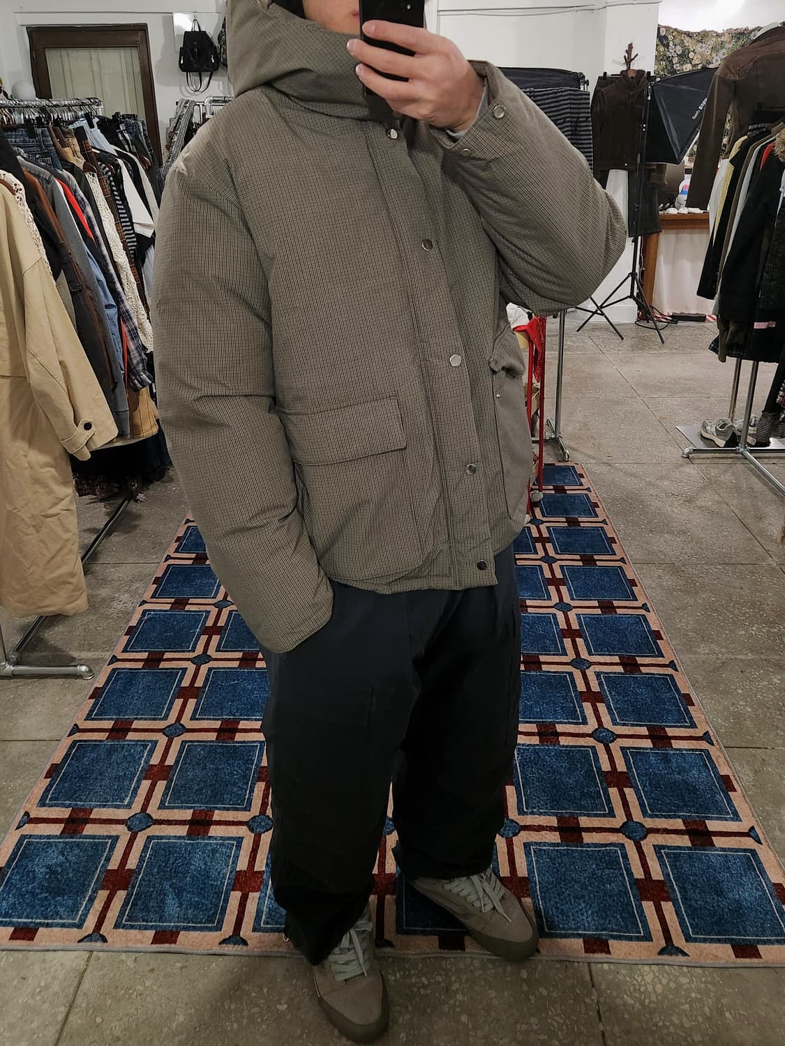 에잇세컨즈 브라운 체크 푸퍼 (패딩) XL 상품이미지4