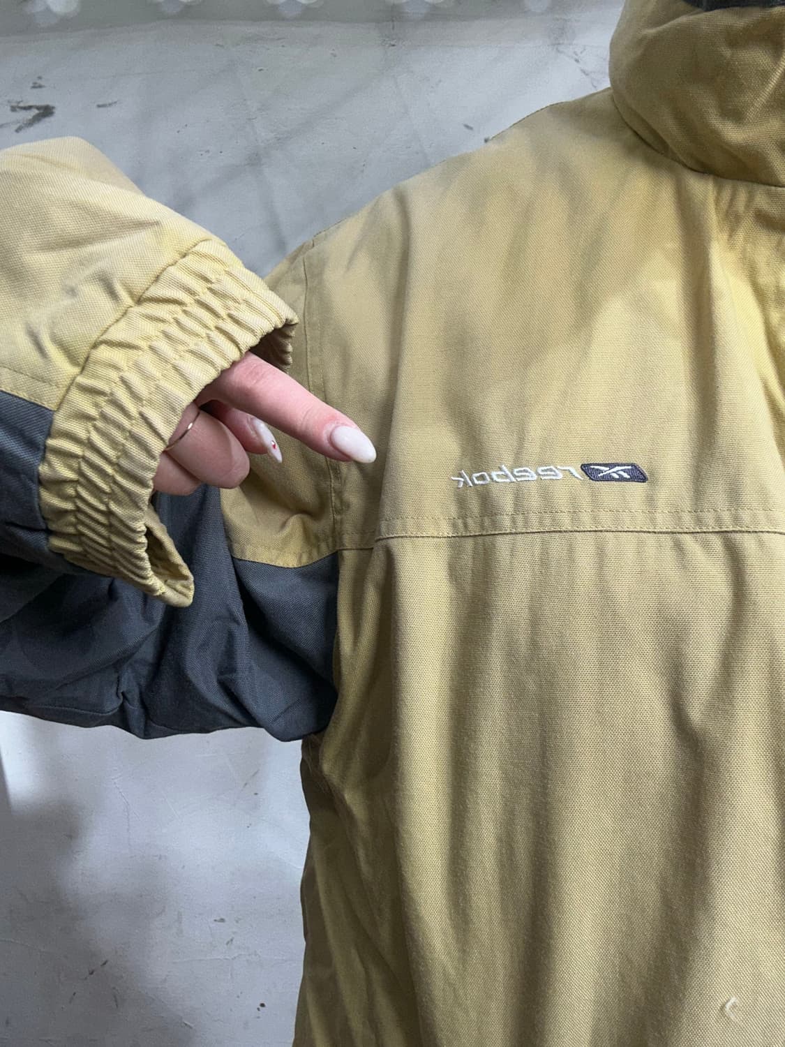 리복 일본판 베이지 퀼팅 오버핏 패딩 바람막이 트랙 자켓 M 상품이미지4