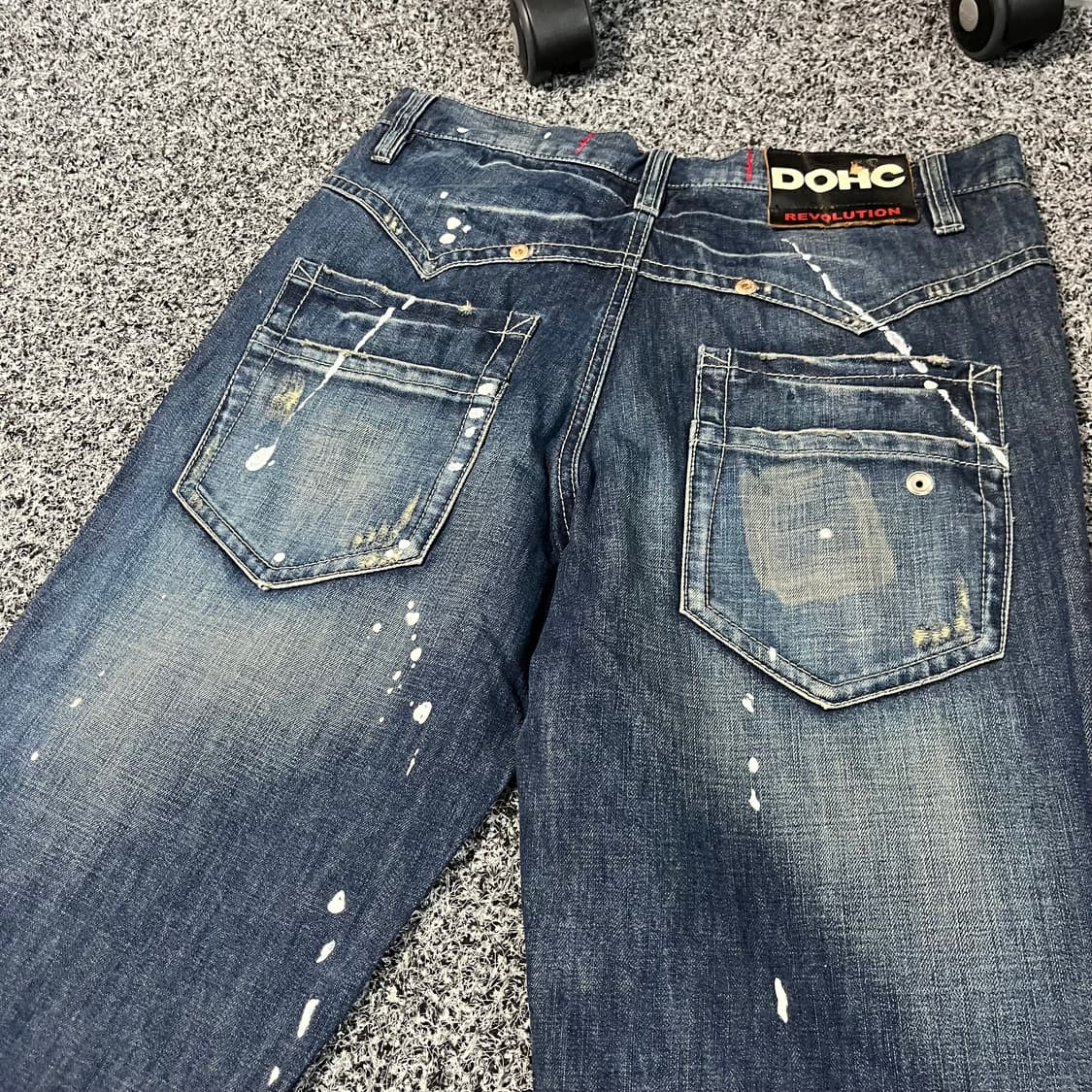 90s vintage dohc 세미부츠컷 페인팅 데님 팬츠 상품이미지3
